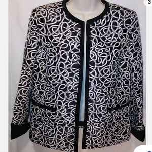 Jones Studio Separates Black White Women's Blazer Jacket Long Sleeve